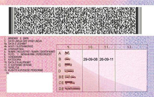 kosovo drivers licence psd