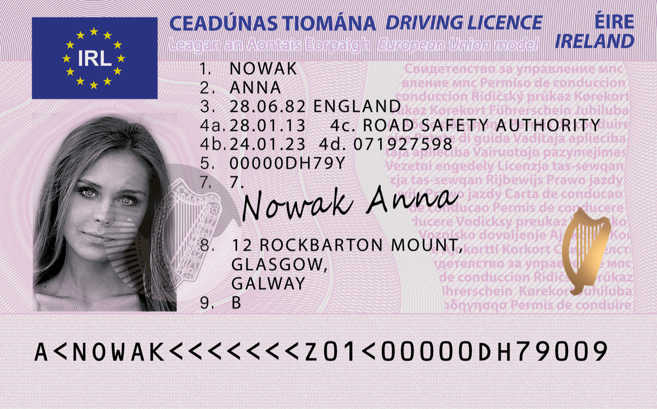 Irish Driving License Fake ID World   Irlandia DL1 